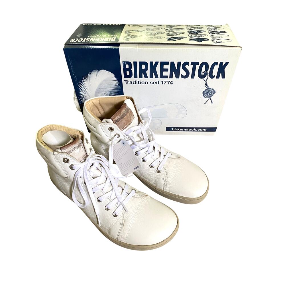 BIRKENSTOCK Bartlett WHITE Leather High Top Sneaker $200, L 10, M 8,  41 NARROW